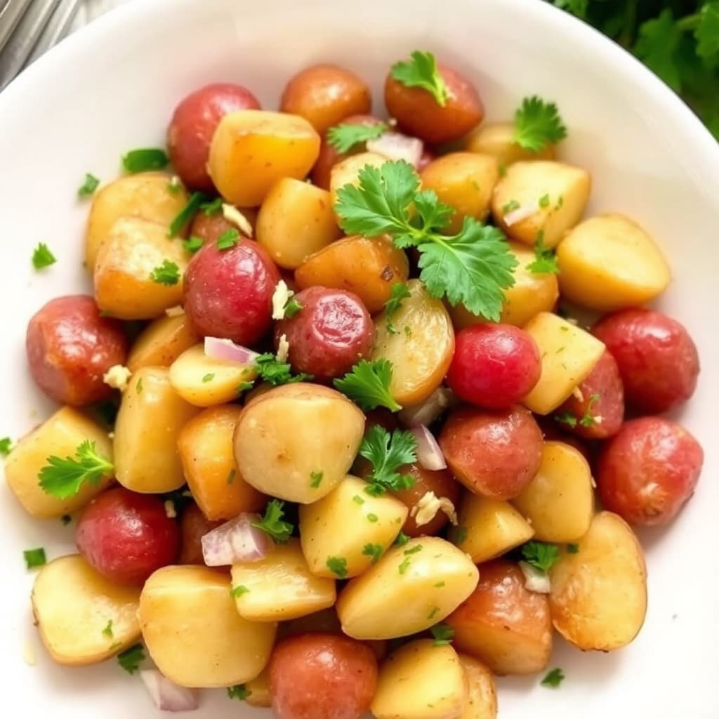 Fingerlingpotetsalat med sherry- og sennepsvinaigrette