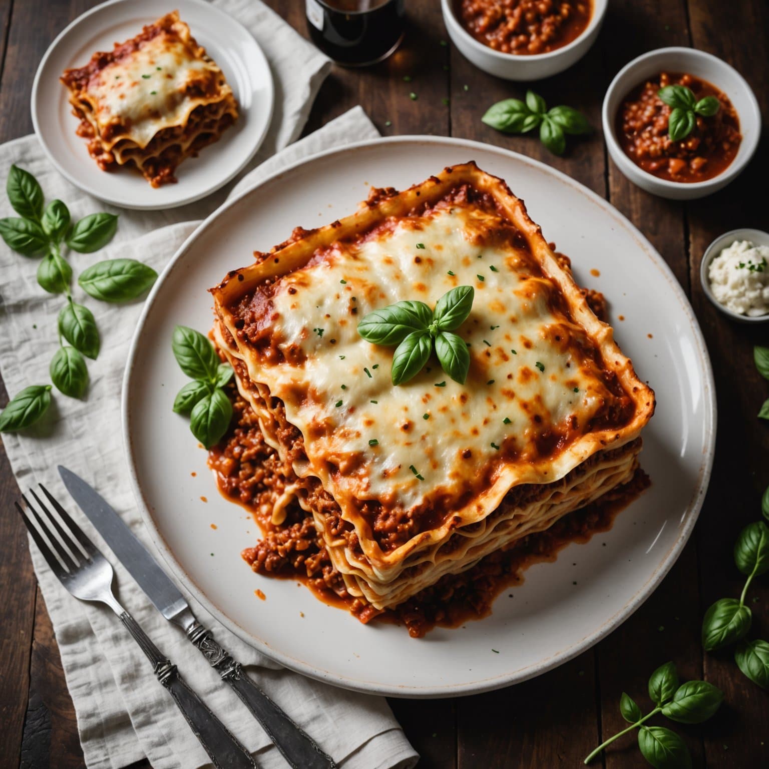 Fire kjøtt-ragu-lasagne