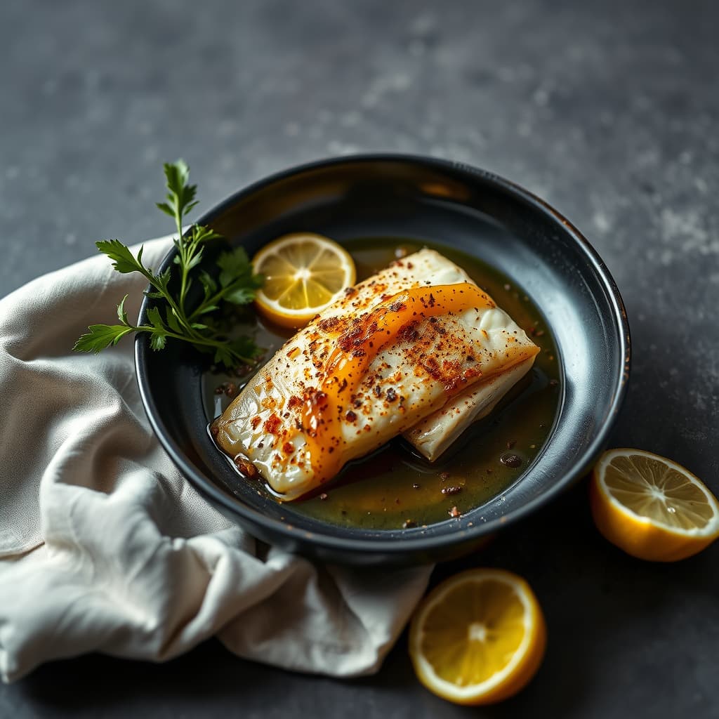 Fisk i pergament med sitrusreduksjon