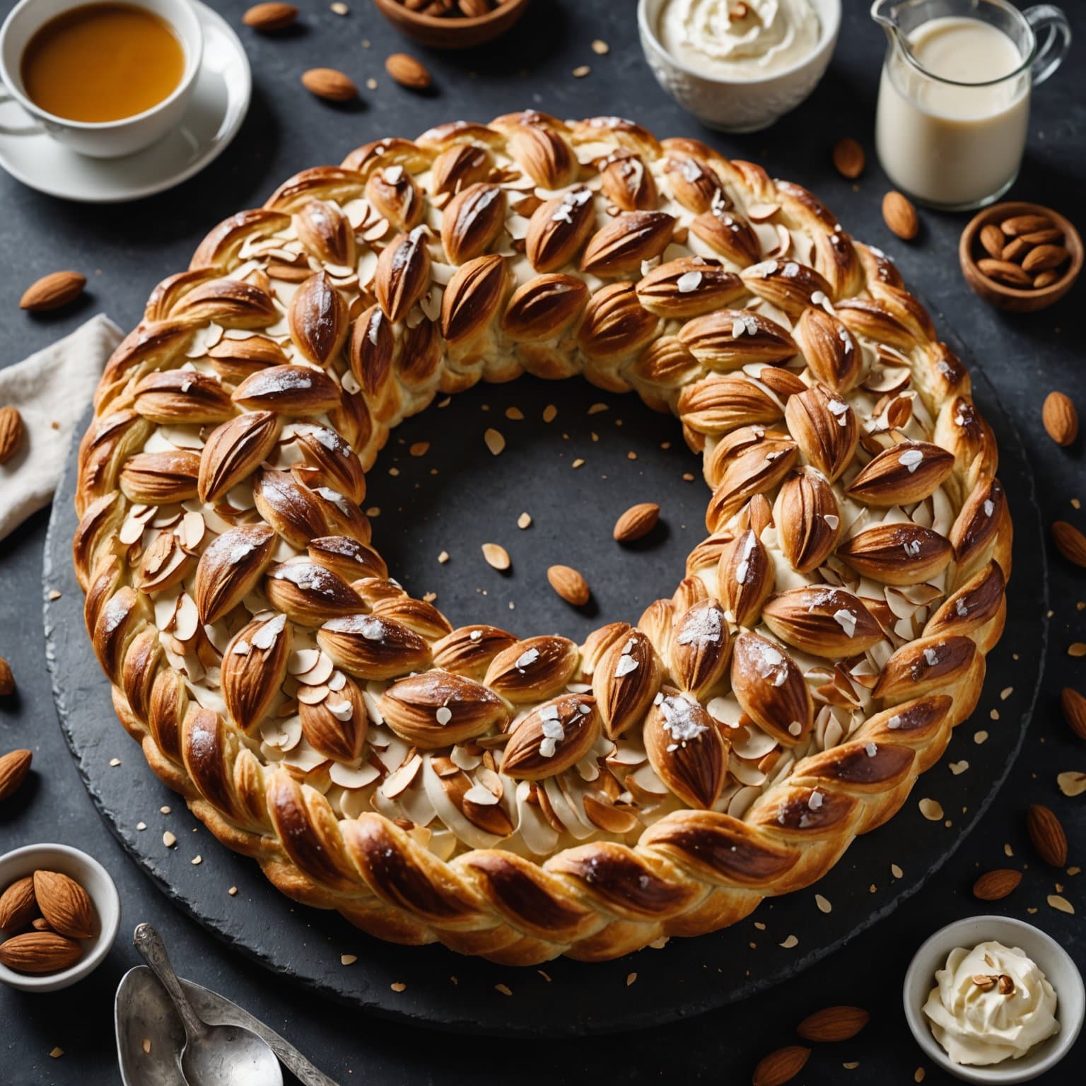 Flettet mandel- og kremkrans (Kranzkuchen)