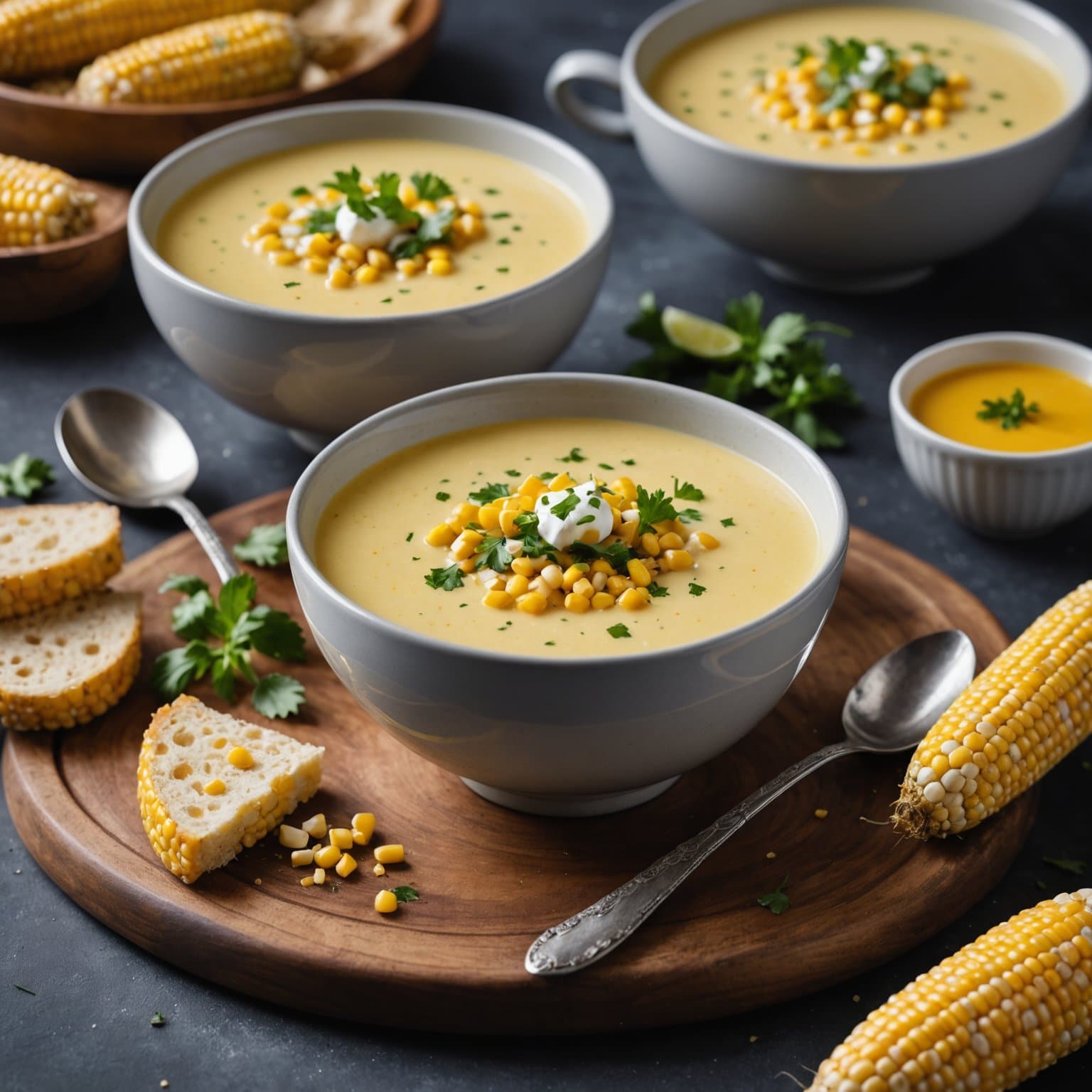 Fløyelsmyk avkjølt mais-suppe