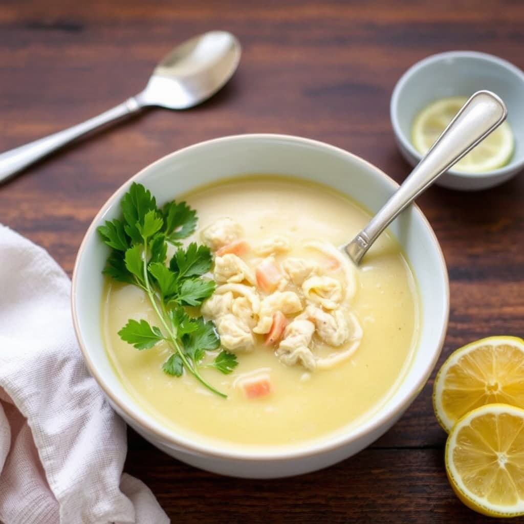 Fløyelsmyk sitronkyllingsuppe