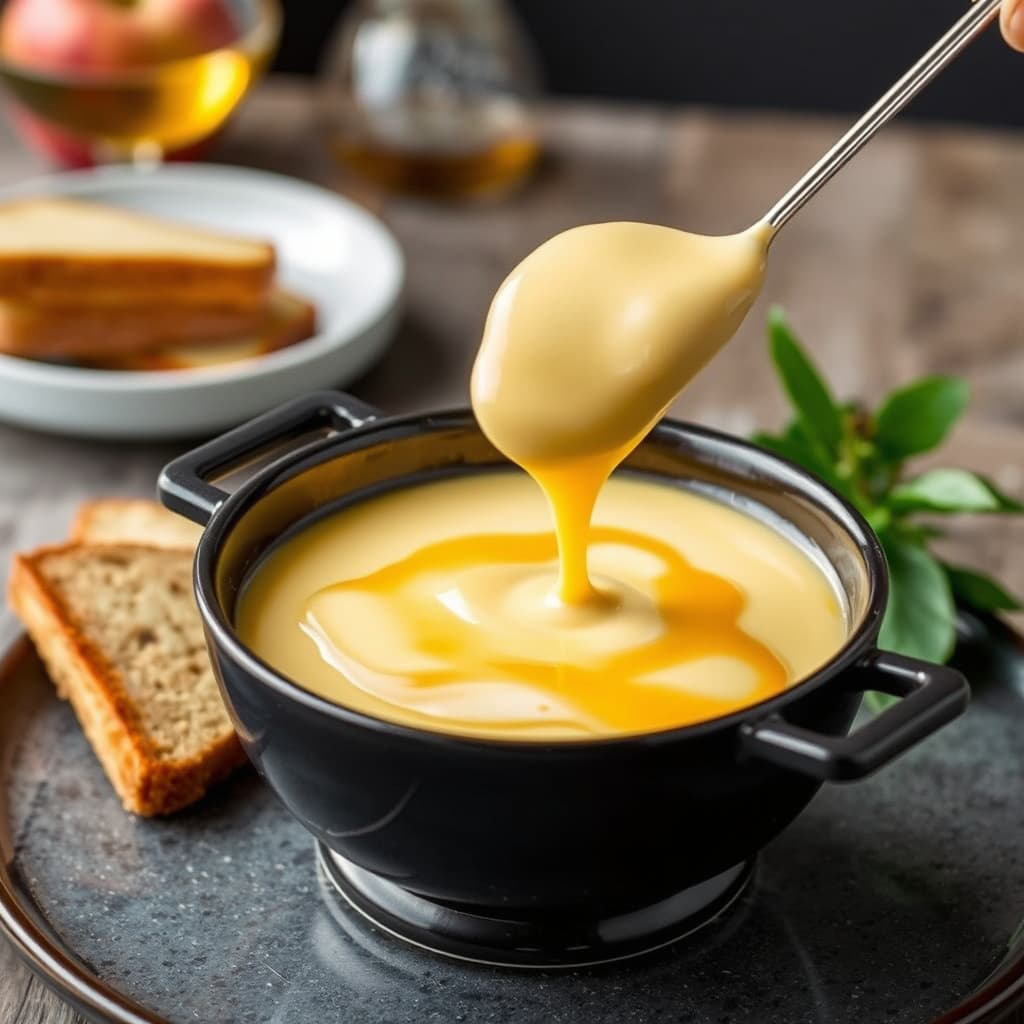 Fondue med eplebrandy