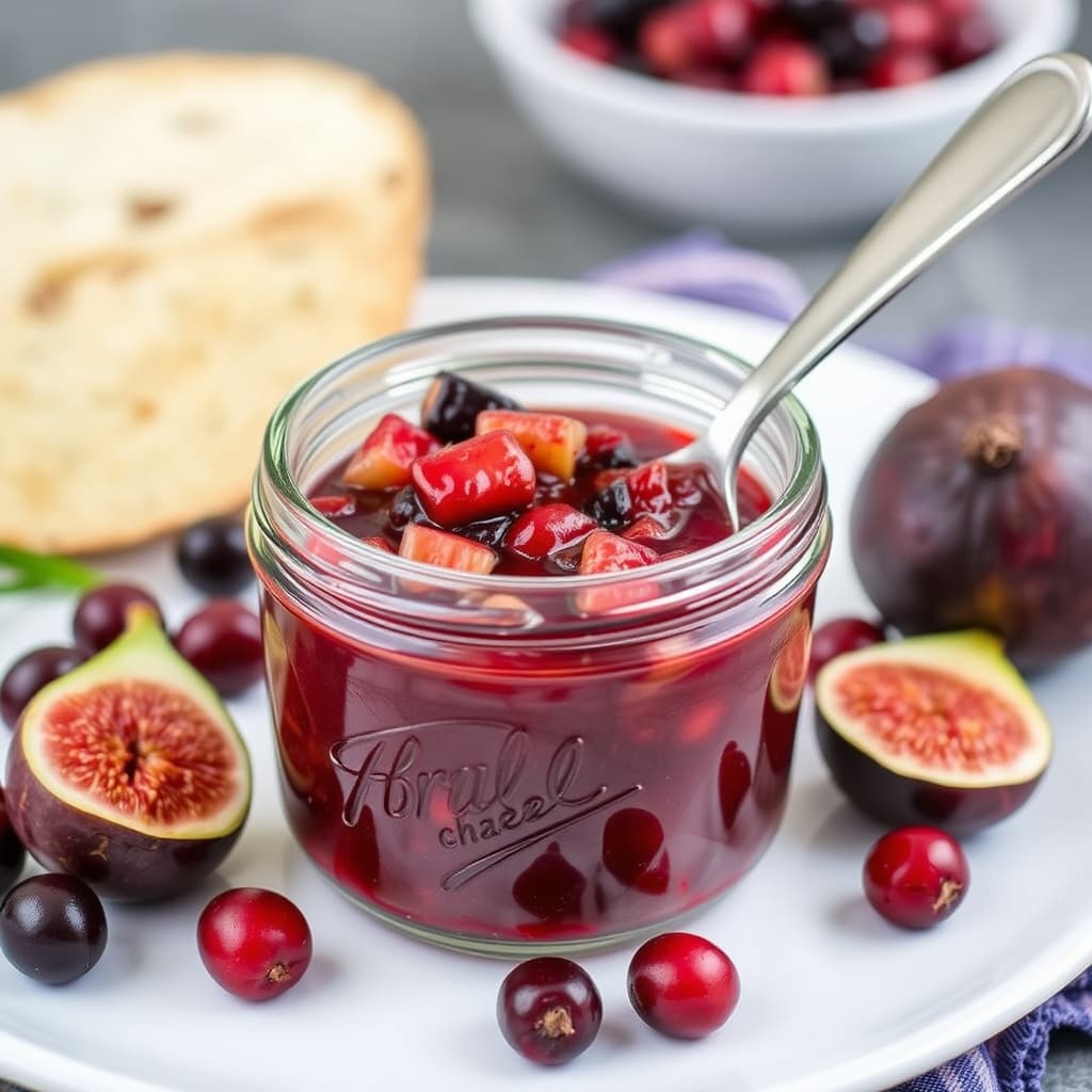 Forhåndslagret tranebær- og fiken chutney