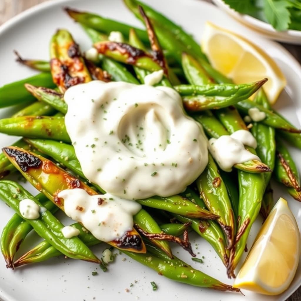 Forkullede sukkererter med kulturmelk-aioli