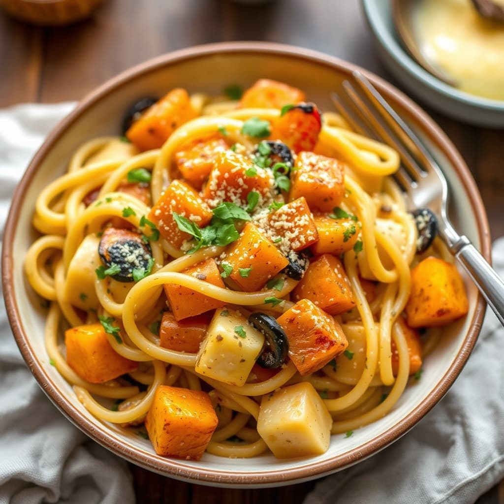 Francos pasta med vintergresskar og poteter