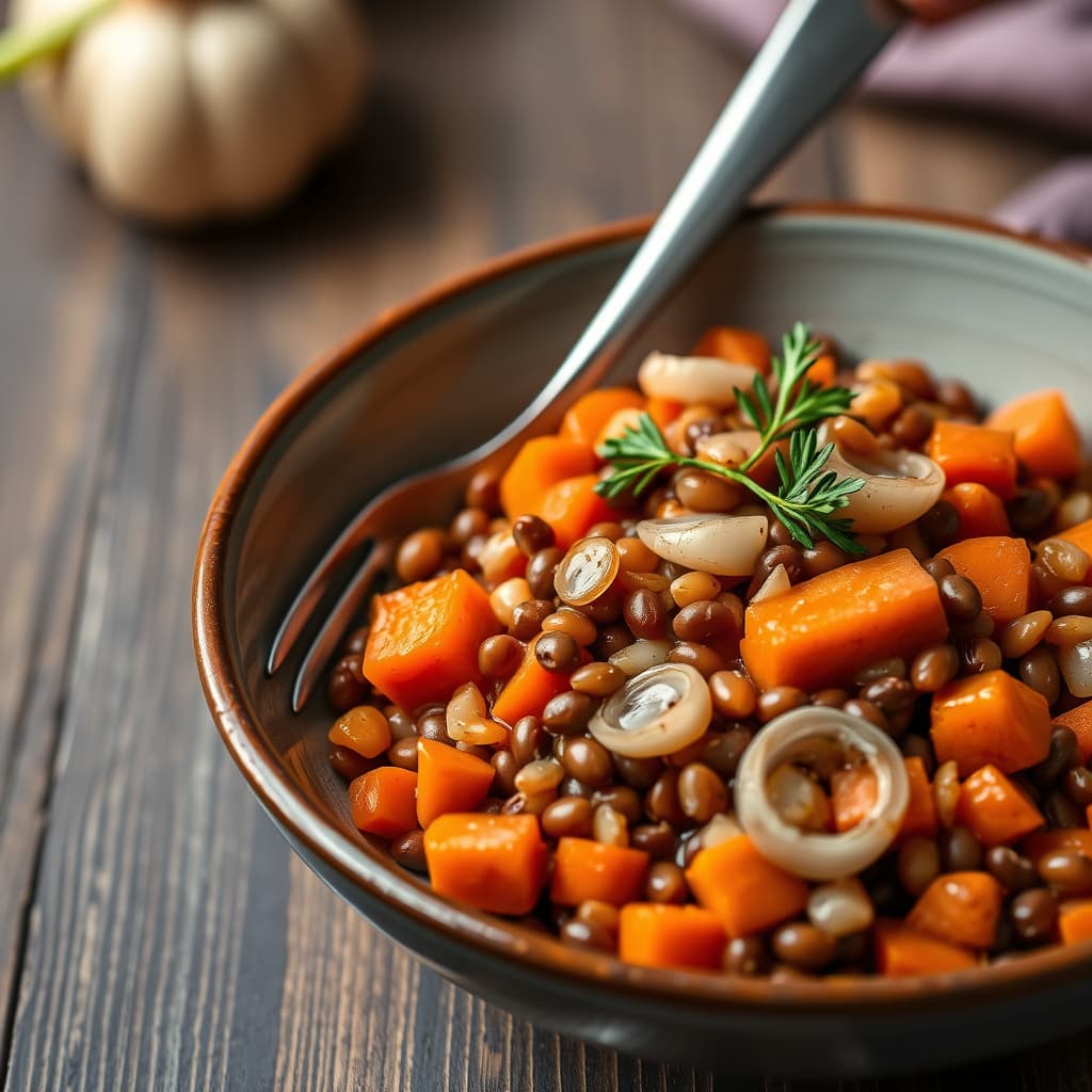 Franske linser med gulrøtter og perleløk