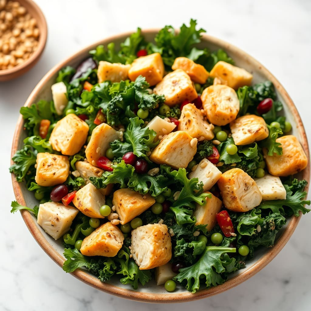 Freekeh-salat med kylling og grønnkål