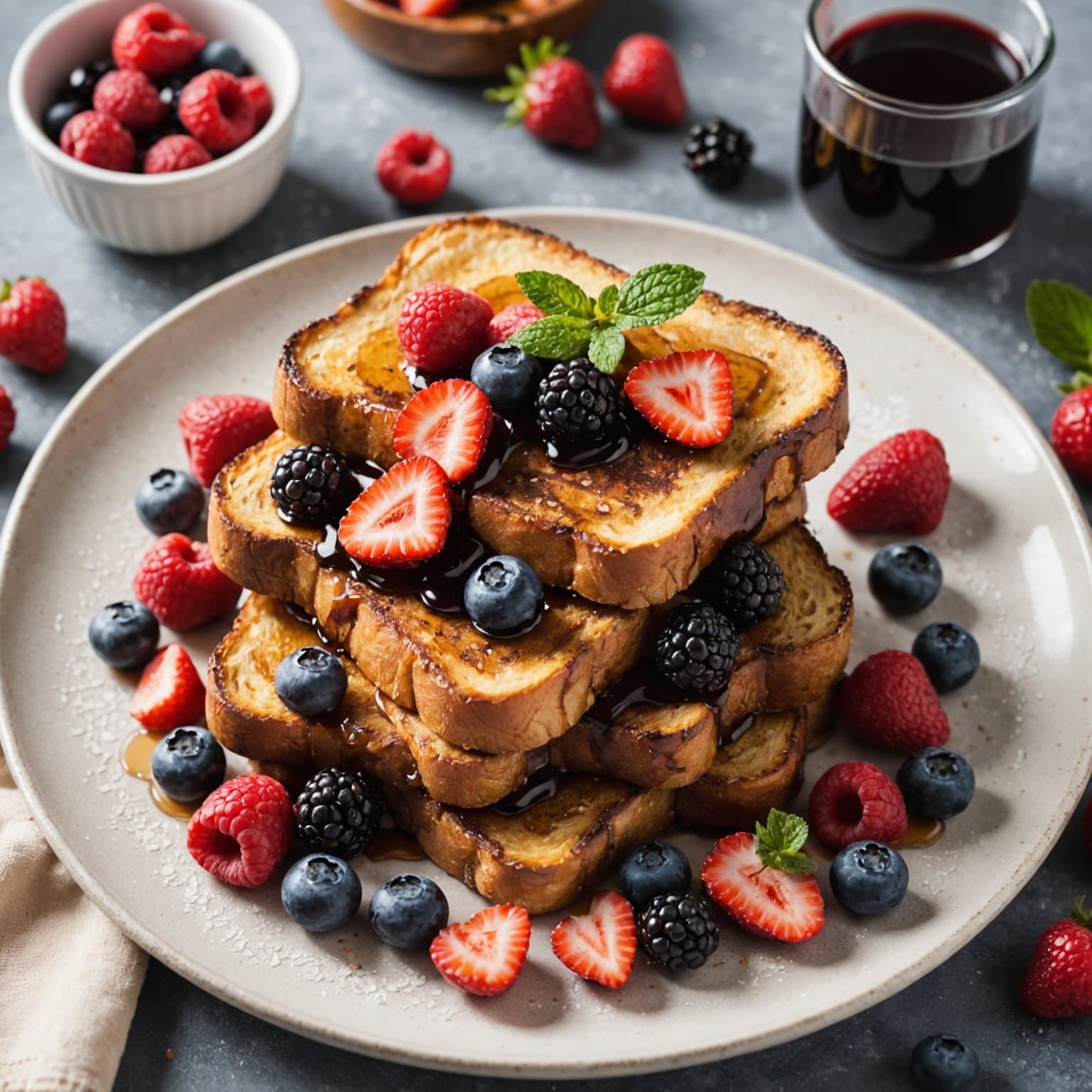 French Toast med blandede bær og Truvia® naturlig søtningsmiddel