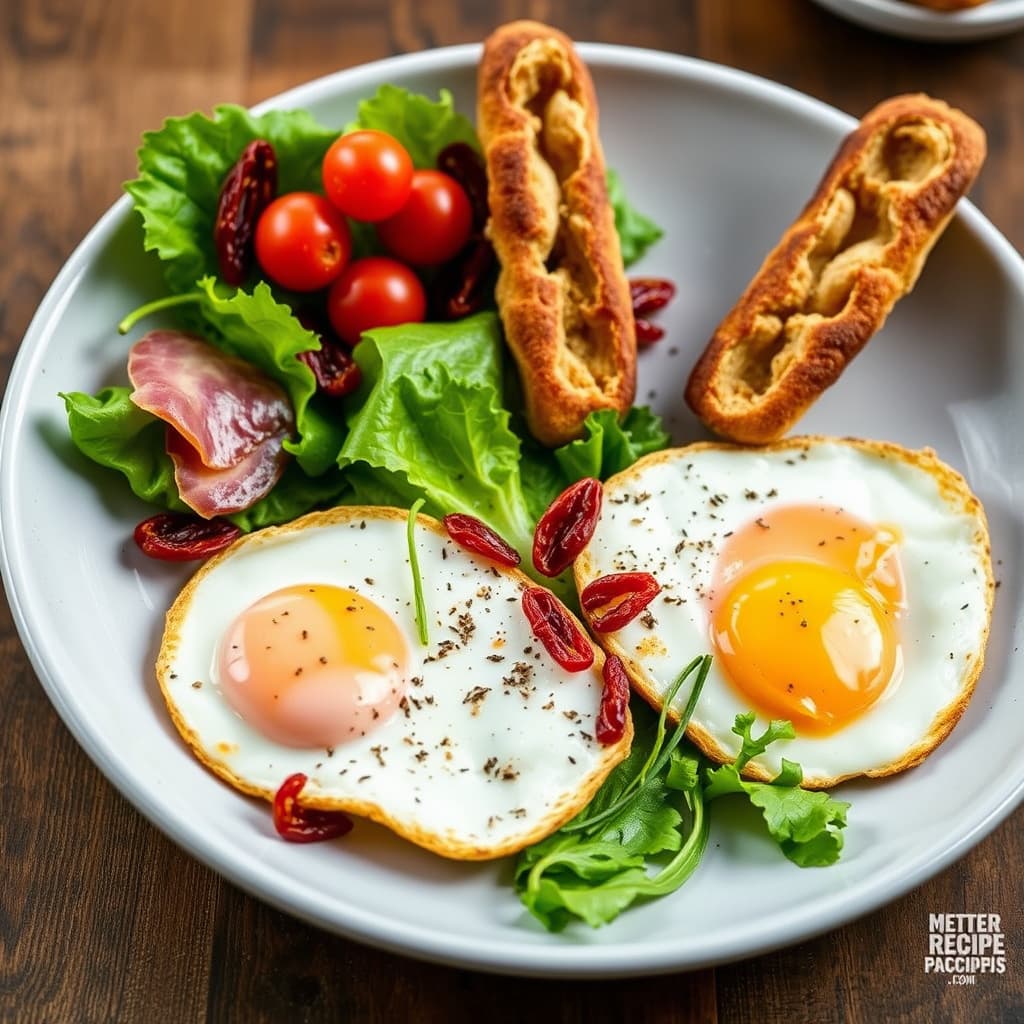 Fried-Egg Caesar med soltørkede tomater og prosciuttobreadsticks