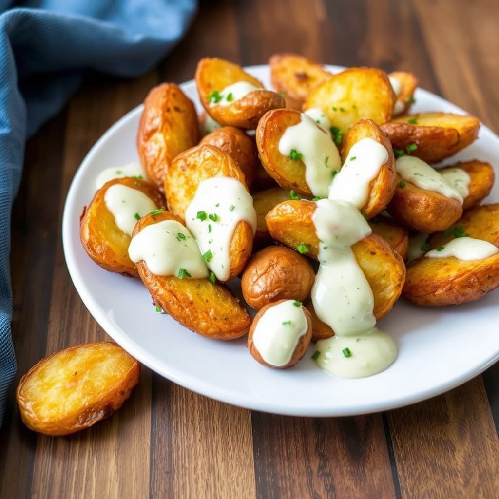 Fried Fingerling Potatoes med estragon-saus