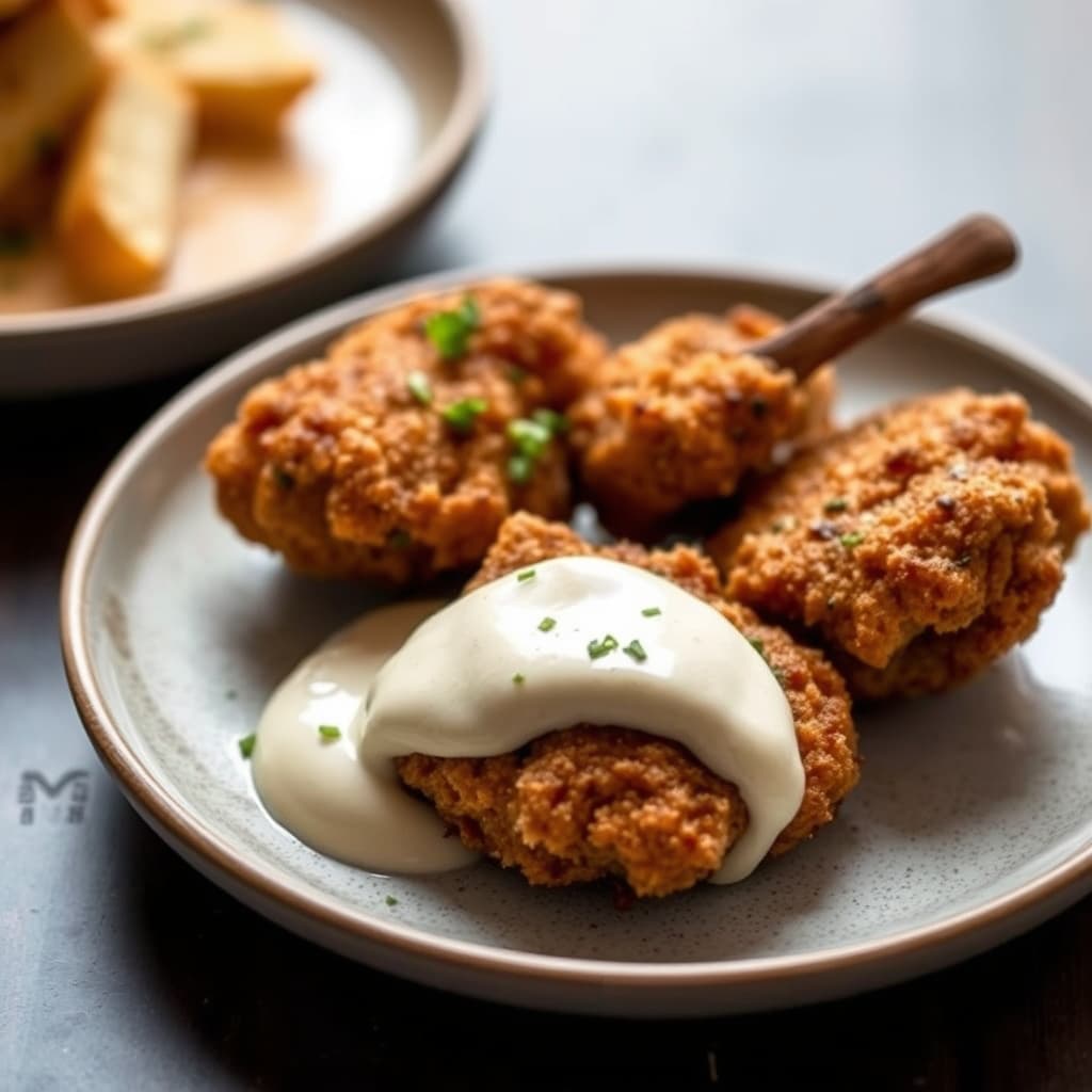 Fritert, sprøtt hjerne med margerinkrem