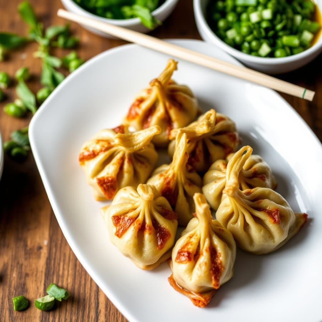 Friterte edamame-dumplings