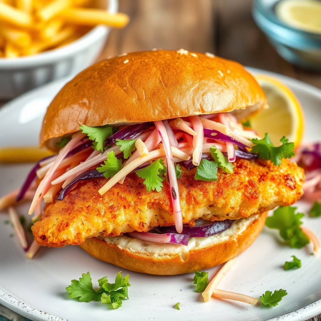Friterte fiskesandwich med pepperkål