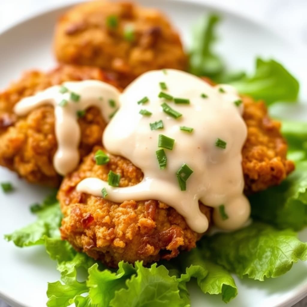 Friterte grønne tomater med BBQ-smørmelksaus