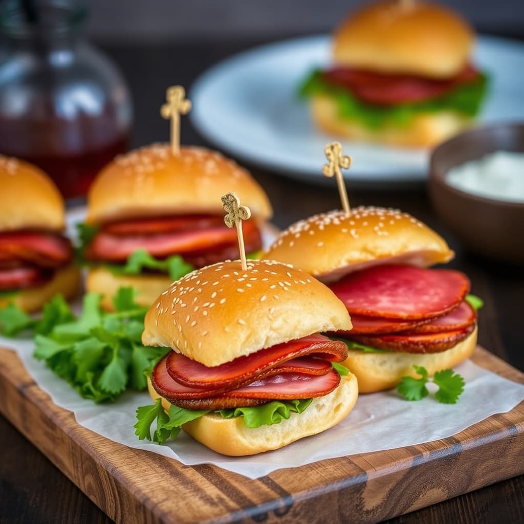 Friterte mortadella- og salamisandwicher