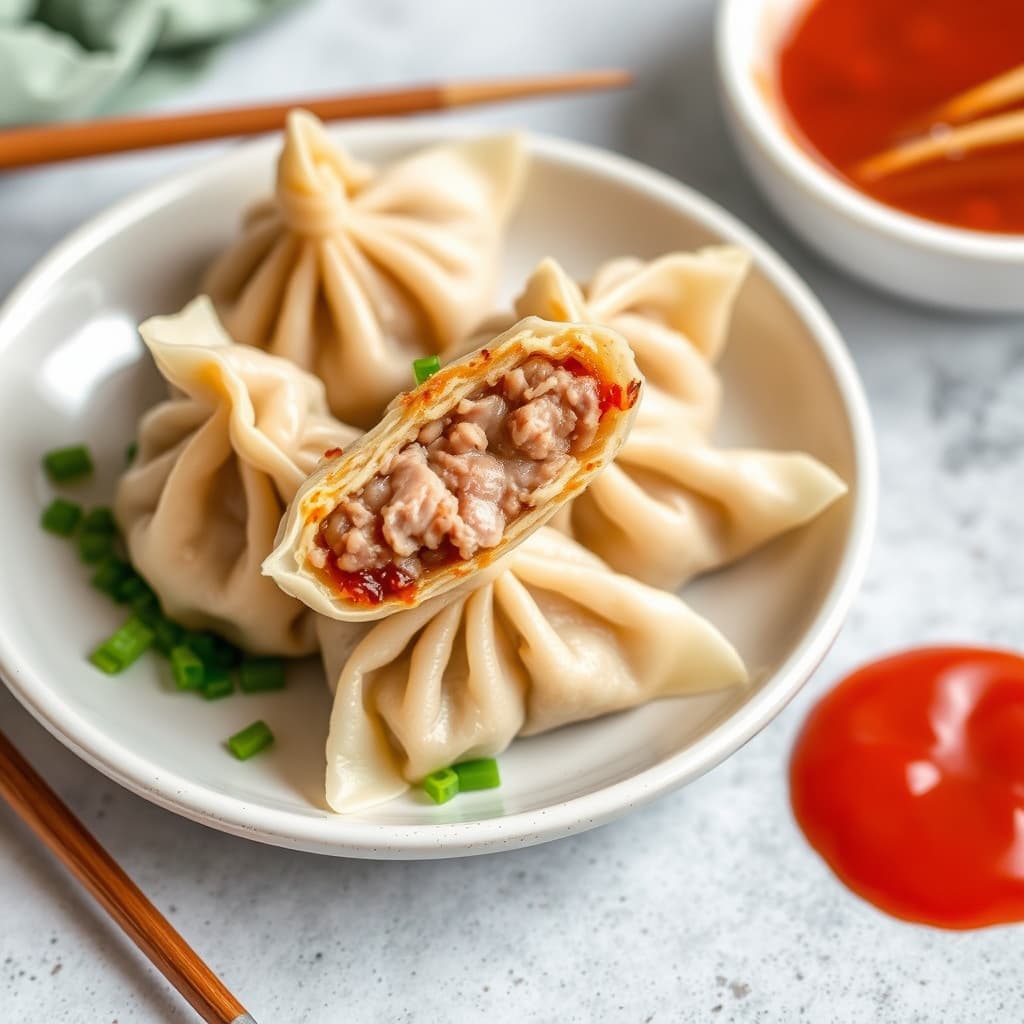 Friterte svinekjøttdumplings