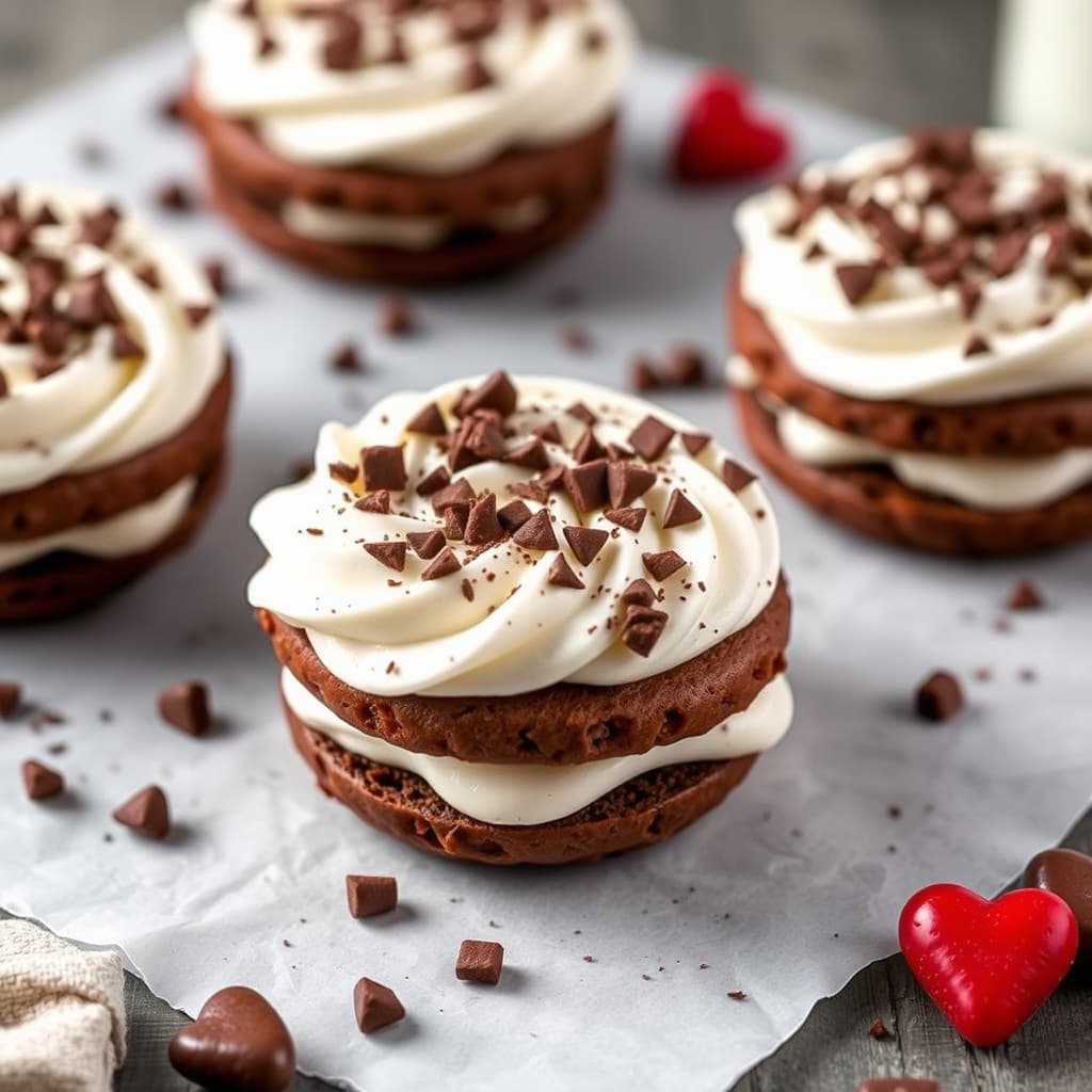 Frosne Devil's Food-vaniljesandwich med krem