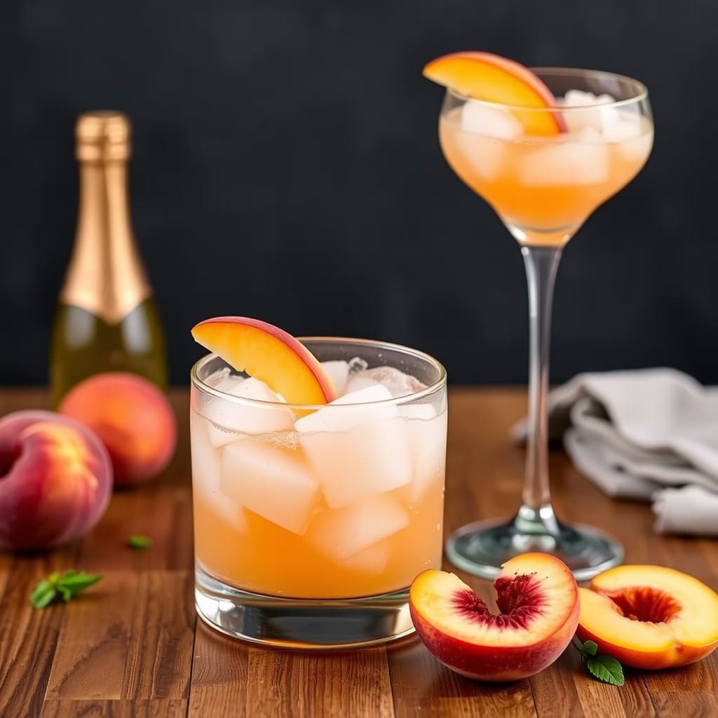 Frosne ferskenchampagne-cocktailer