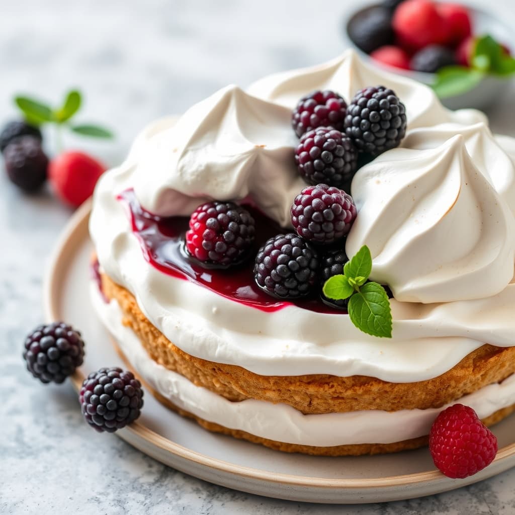 Frossen bjørnebær- og marengstorte