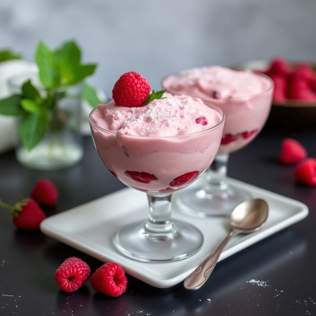 Frossen bringebærmousse