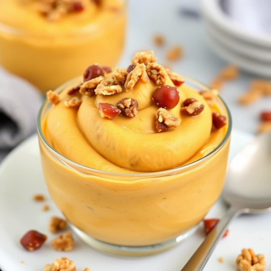 Frossen gresskar-mousse med valnøtt-toffee-krokant