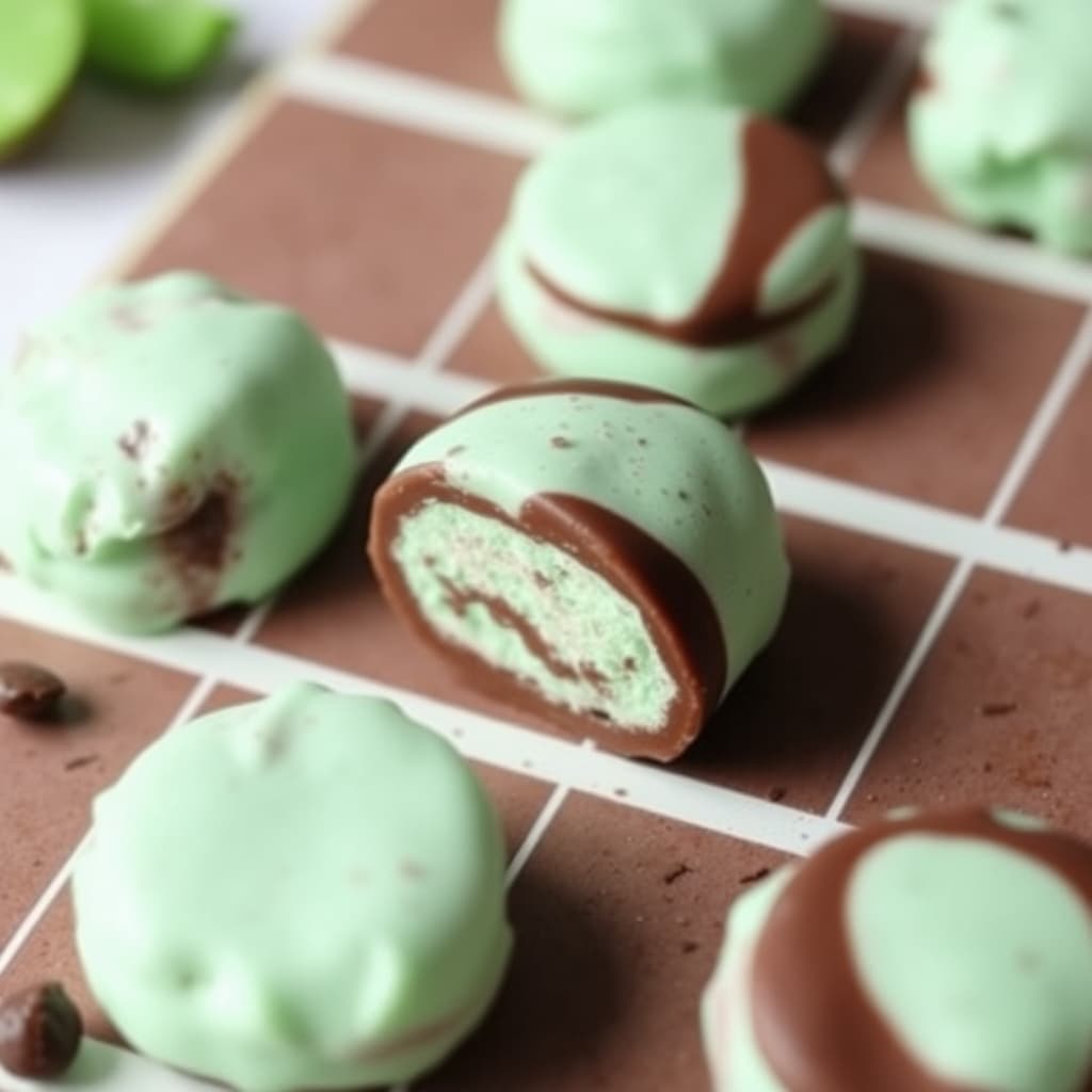 Frossen mynte- og sjokoladekake med sjakkmønster