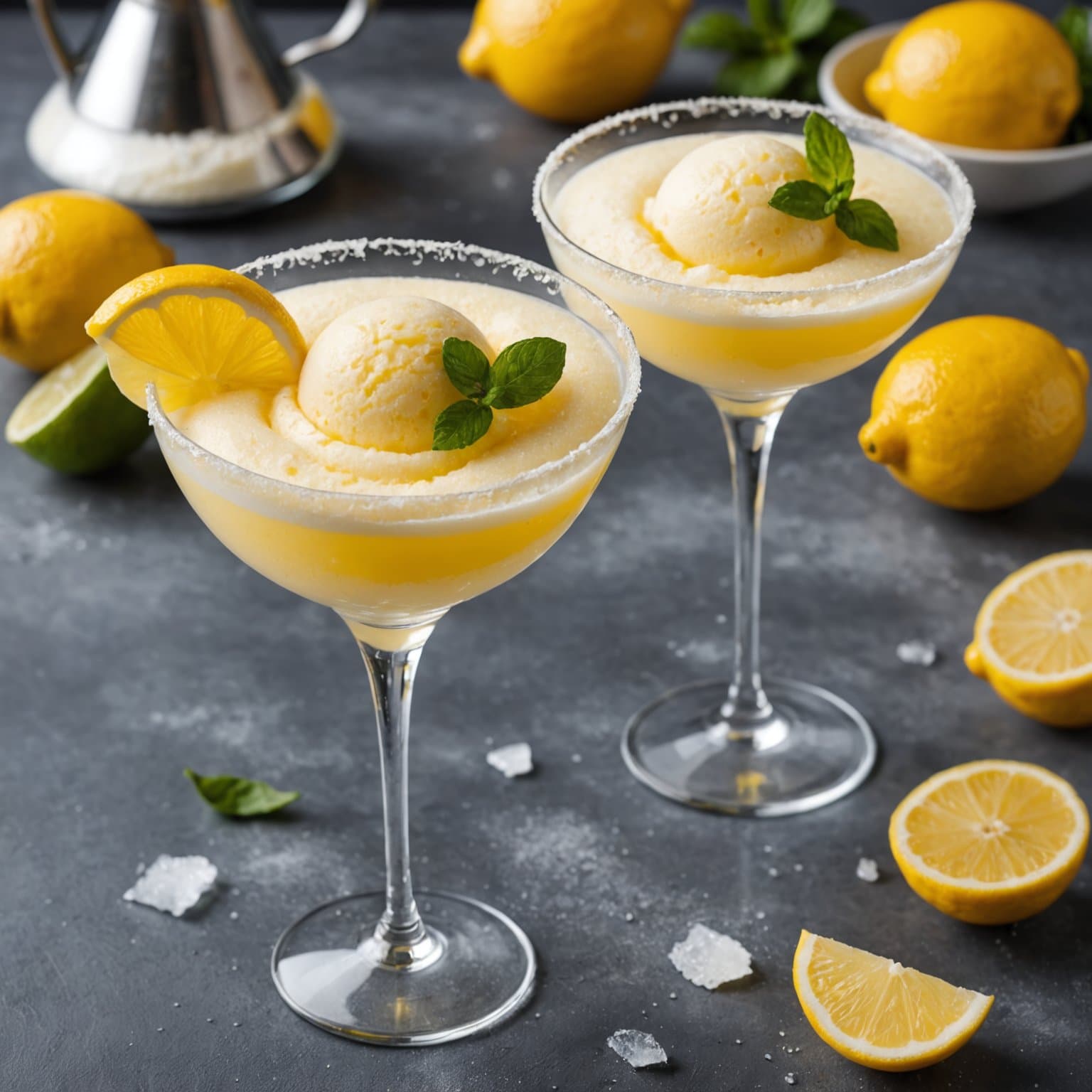 Frossen sitron-sorbetmartini