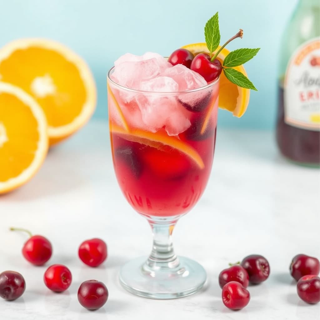 Frossen tranebær-, kirsebær- og appelsinkoktel