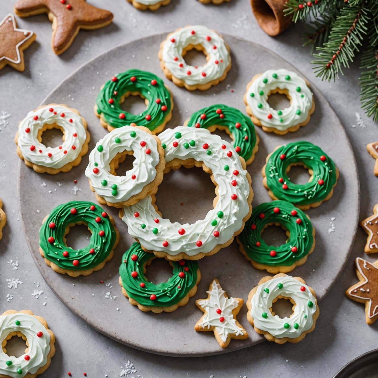 Frostede julekrans-kaker