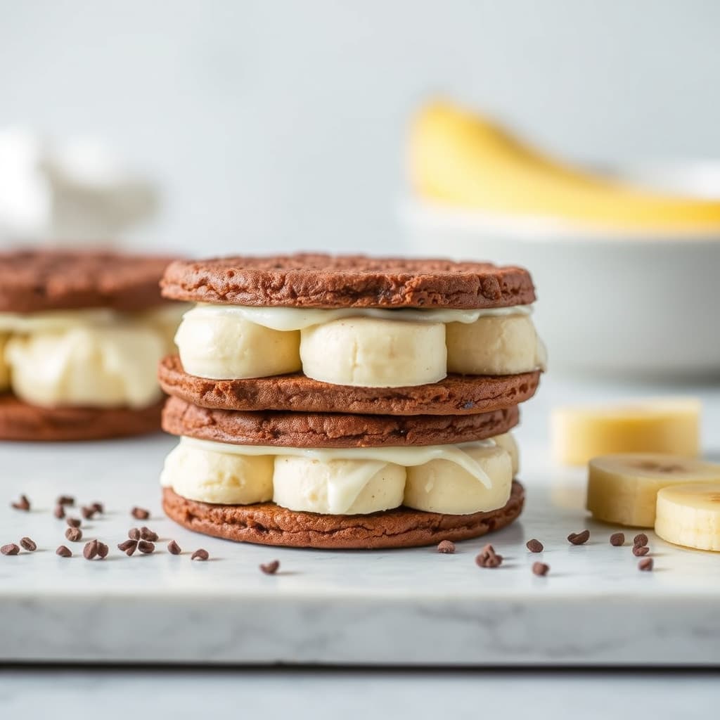 Frozen bananiskiver med iskrem