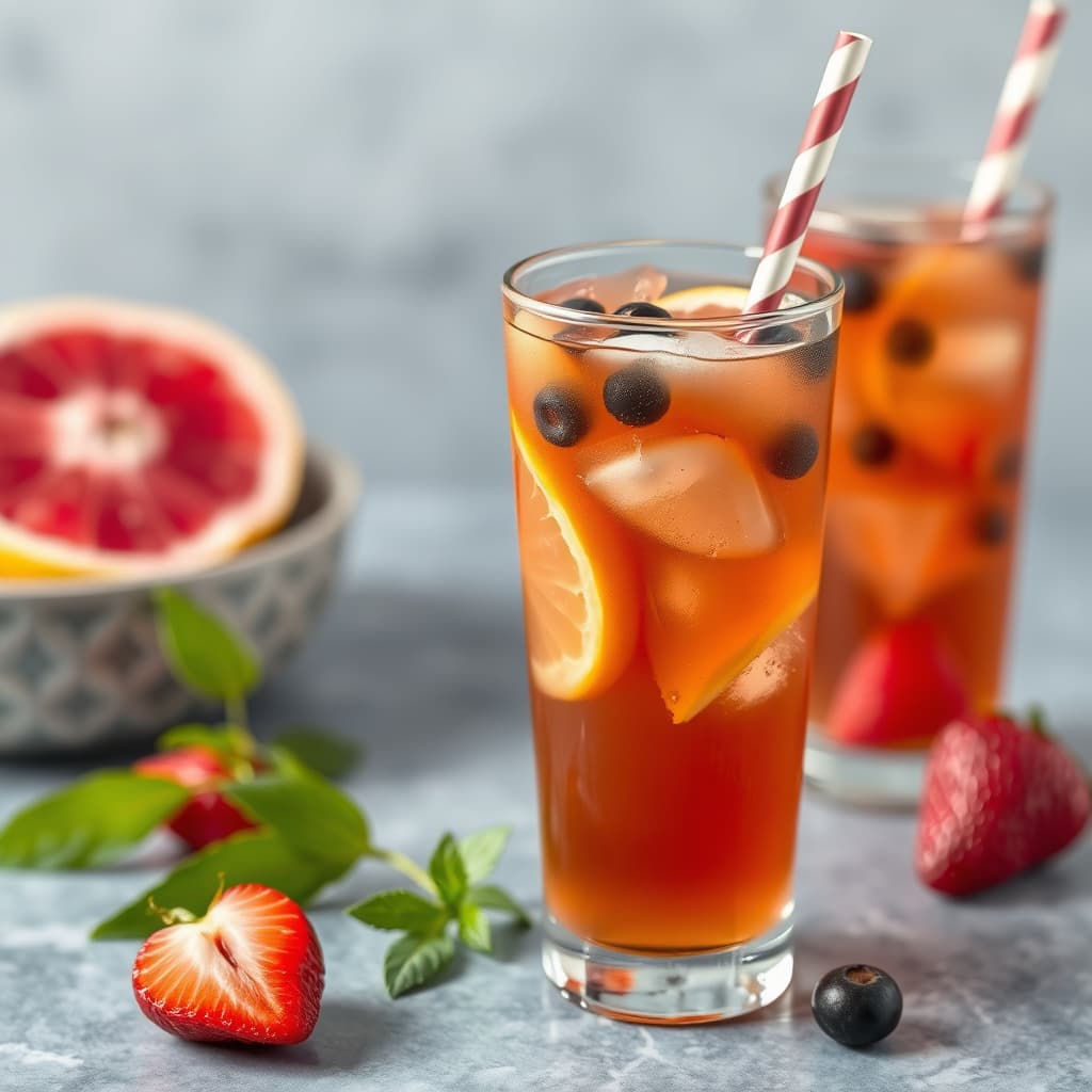 Fruktig urtete med is