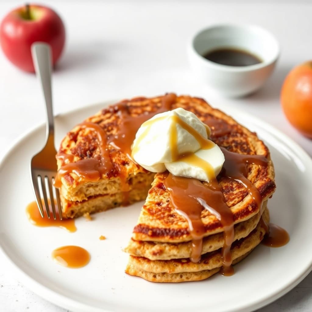 Fullkorns-karamell-eple ovns-pannekake