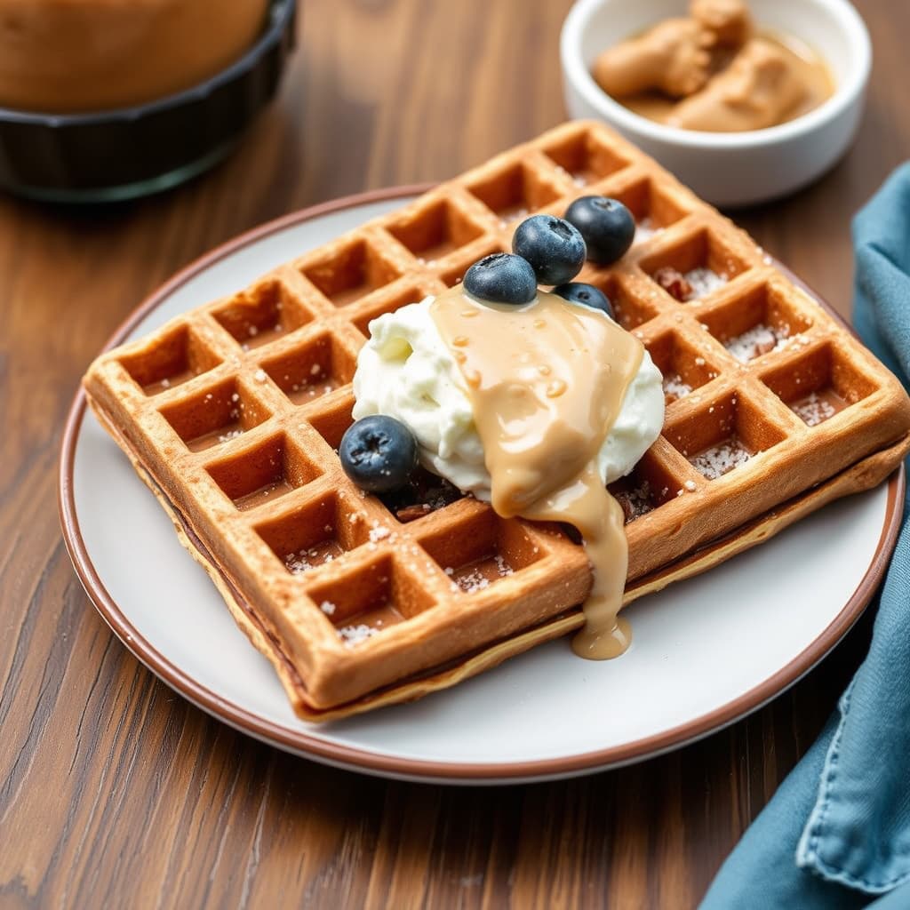 Fullkorns-vafler med peanøttsmør