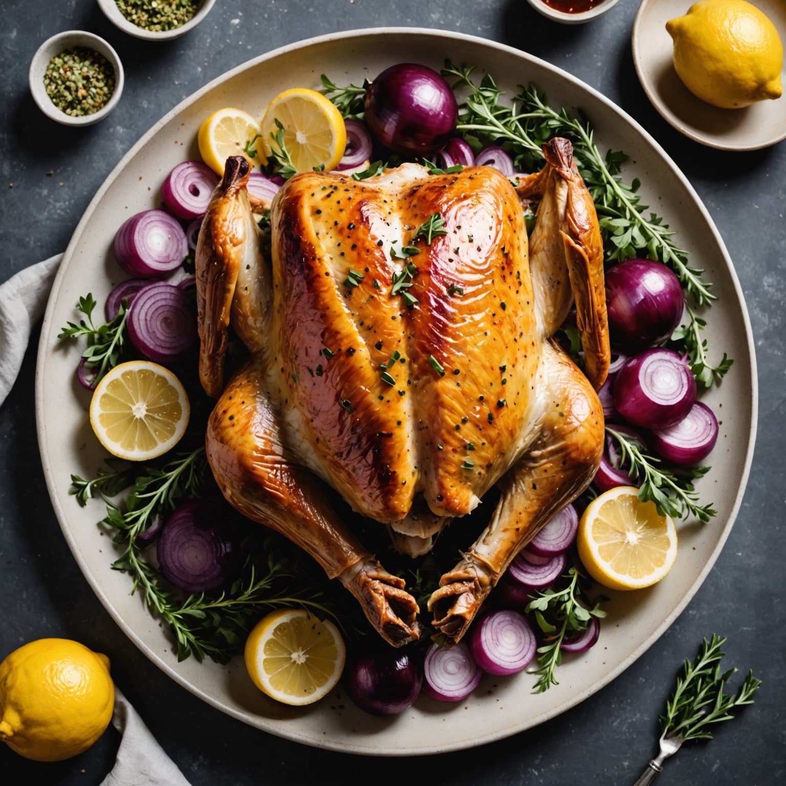 Fyllet kalkun med sitron, oregano og rødløk