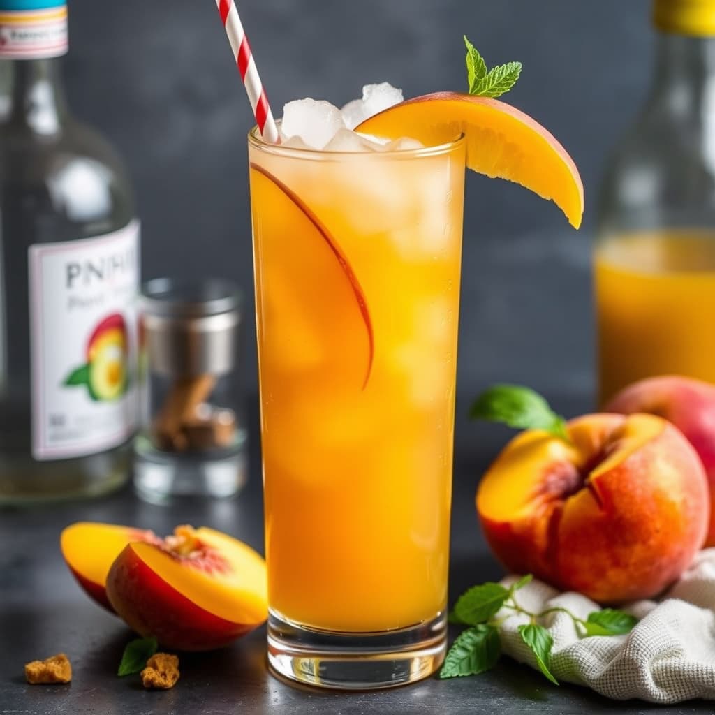 Fyllig og fruktig Peach Arnold Palmer med et hint av alkohol