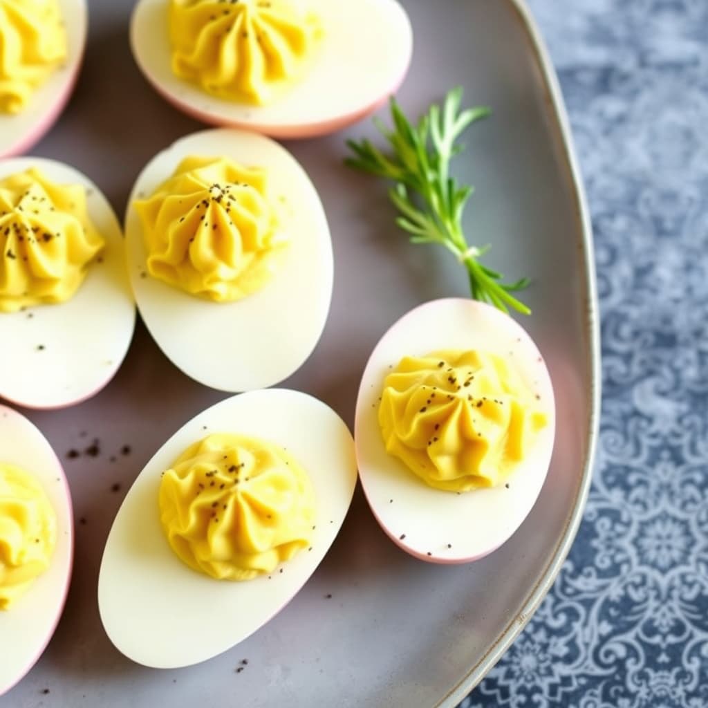 Fylte egg med pepperrot og svart pepper