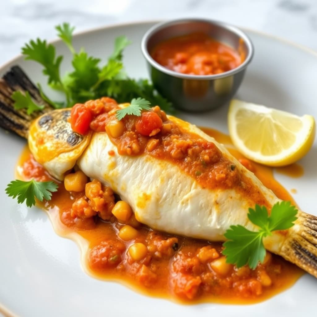 Fylte fisker med søt og krydret masala