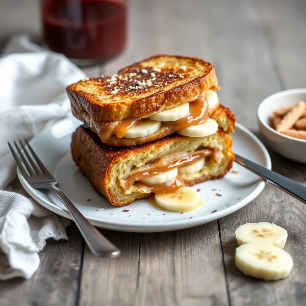 Fylte franske toast med mandelsmør og banan