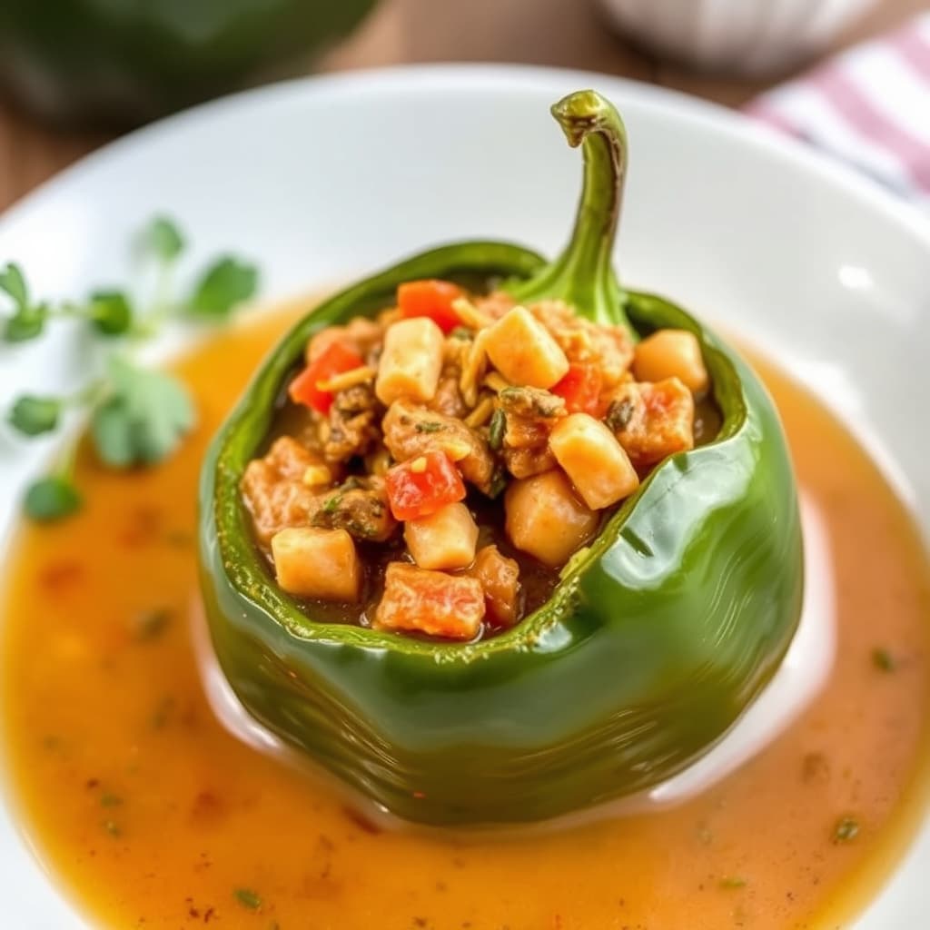 Fylte grønne paprikasupper