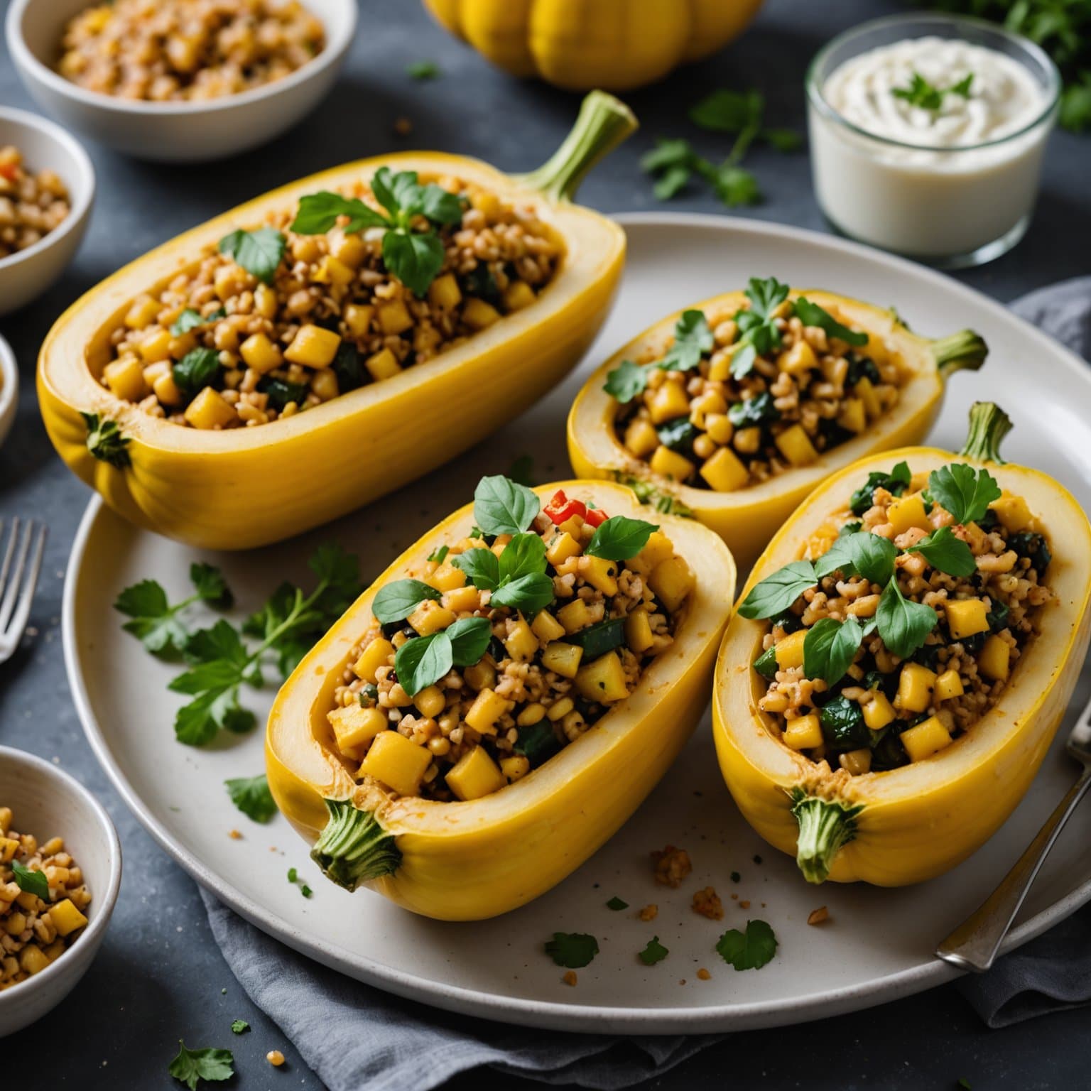 Fylte gule sommer squash