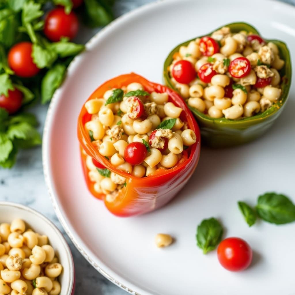 Fylte paprika med pastasalat