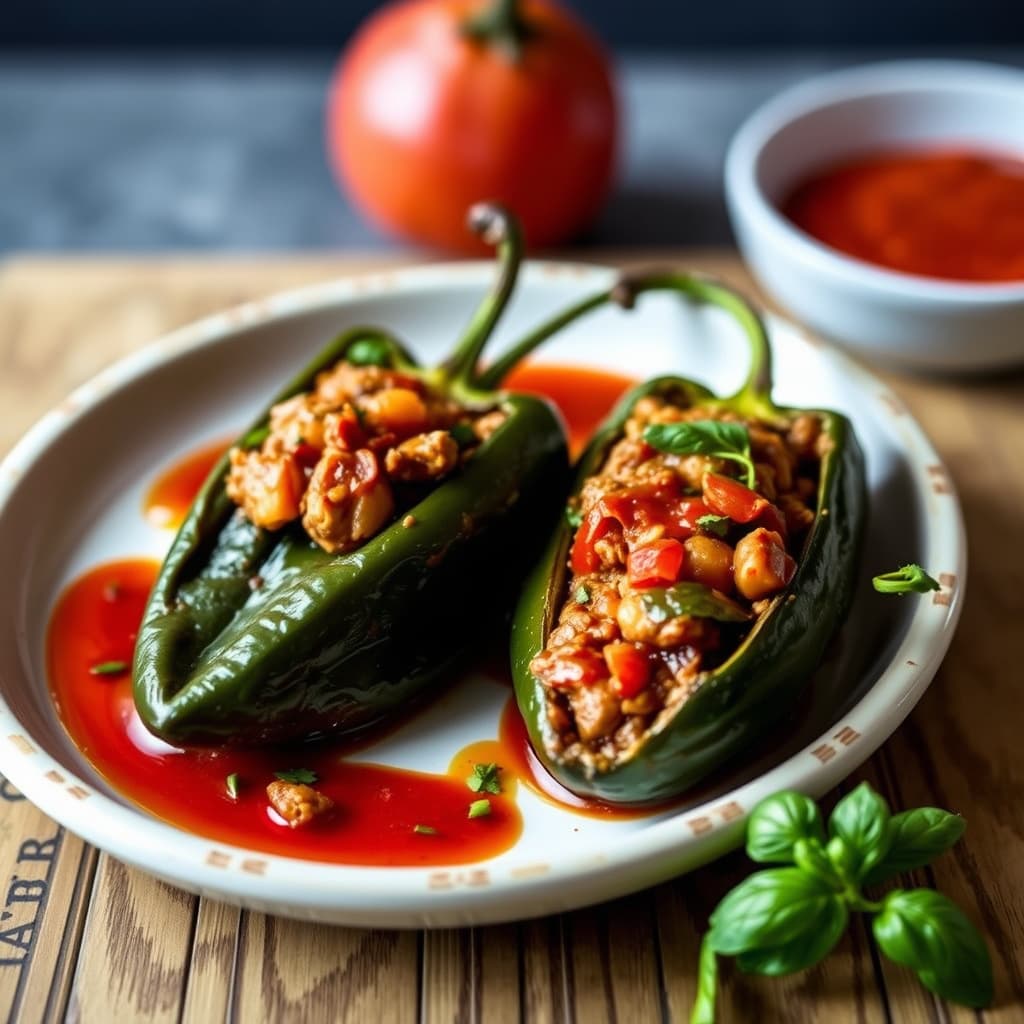 Fylte Piquillo-pepper med oksehaleragu