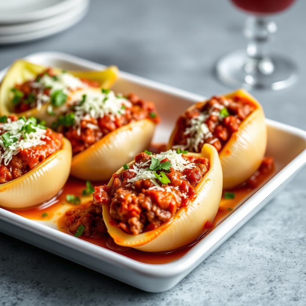 Fylte skjell med roastbiff