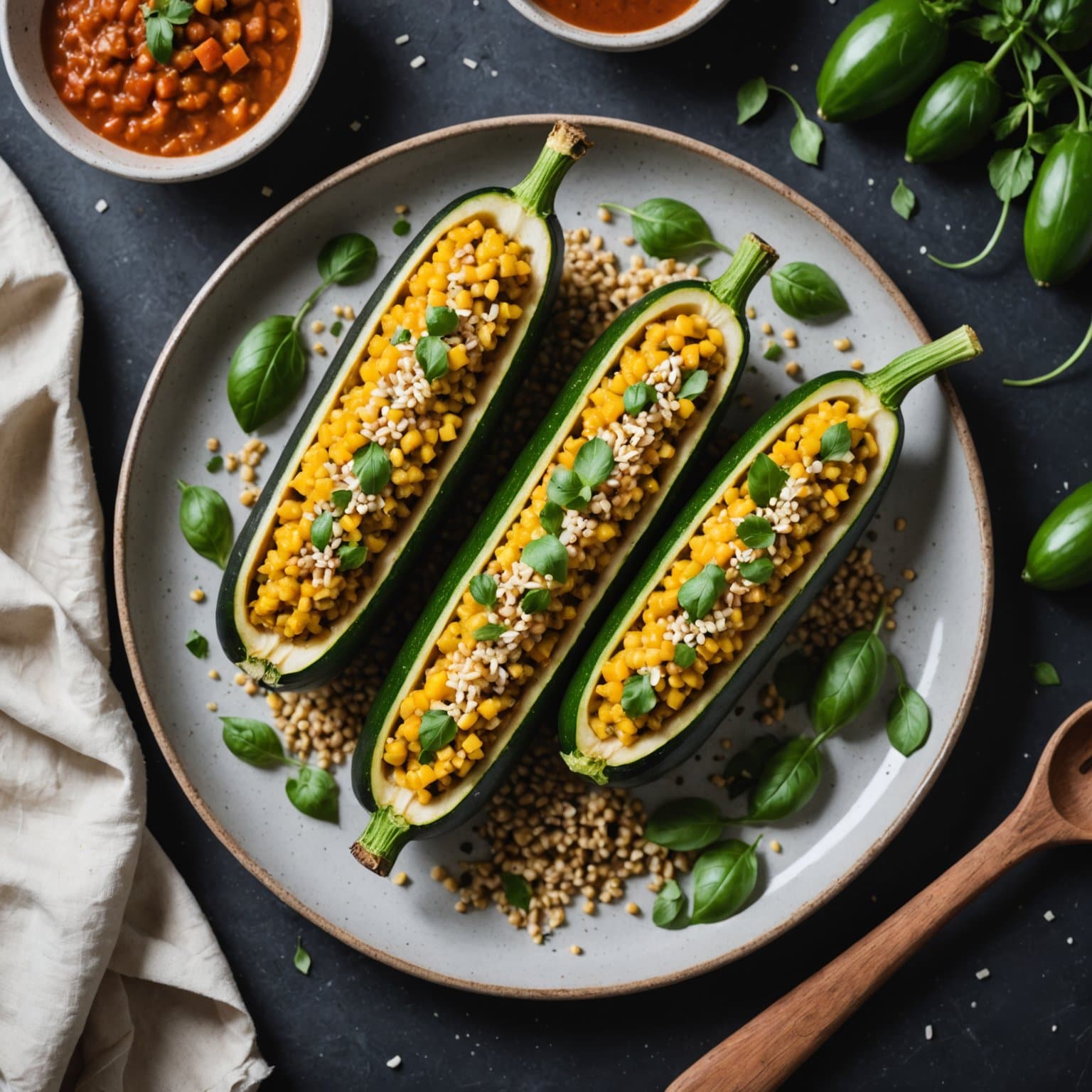 Fylte zucchini med millet