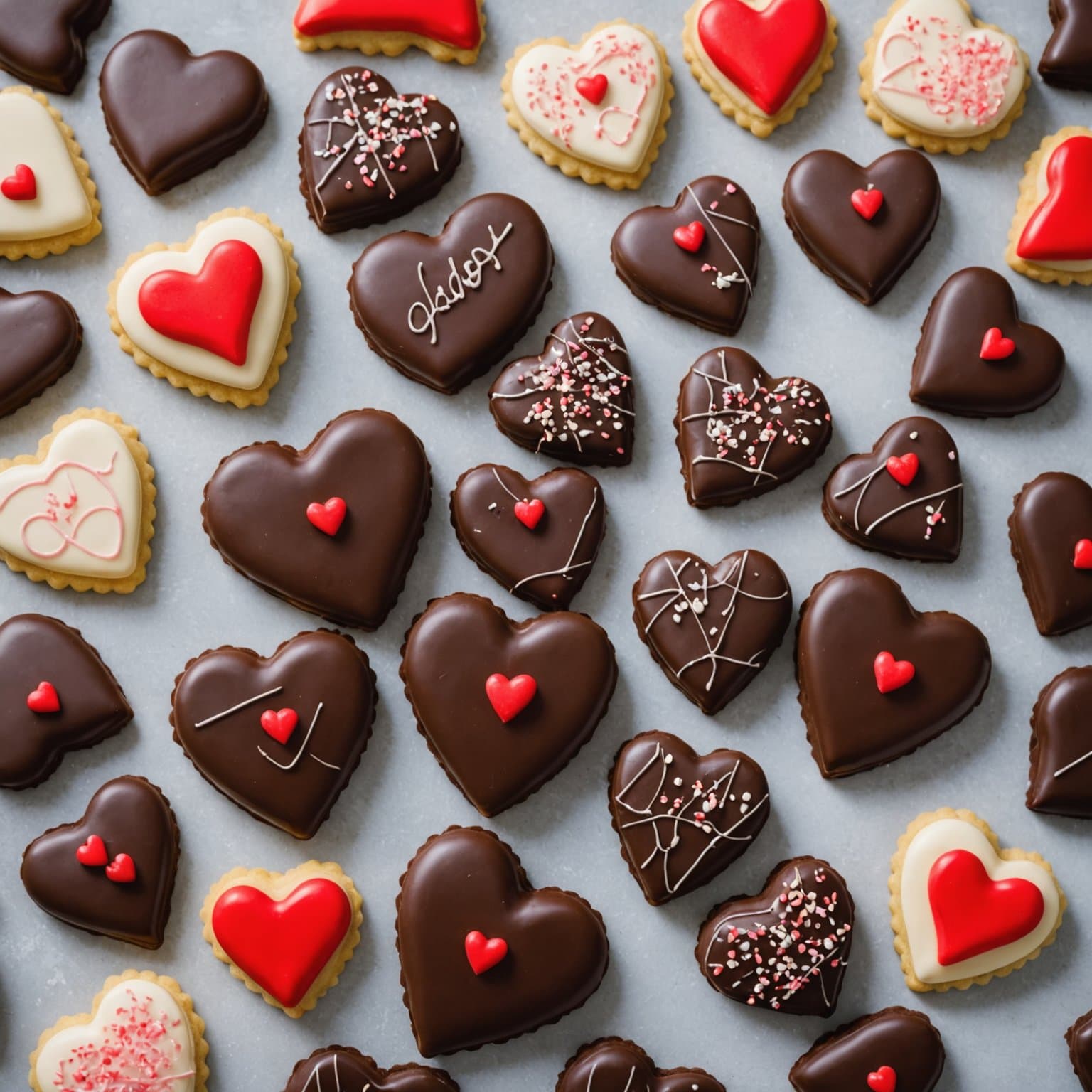 Gamle stilens smørvalentin-kjeks dyppet i sjokolade