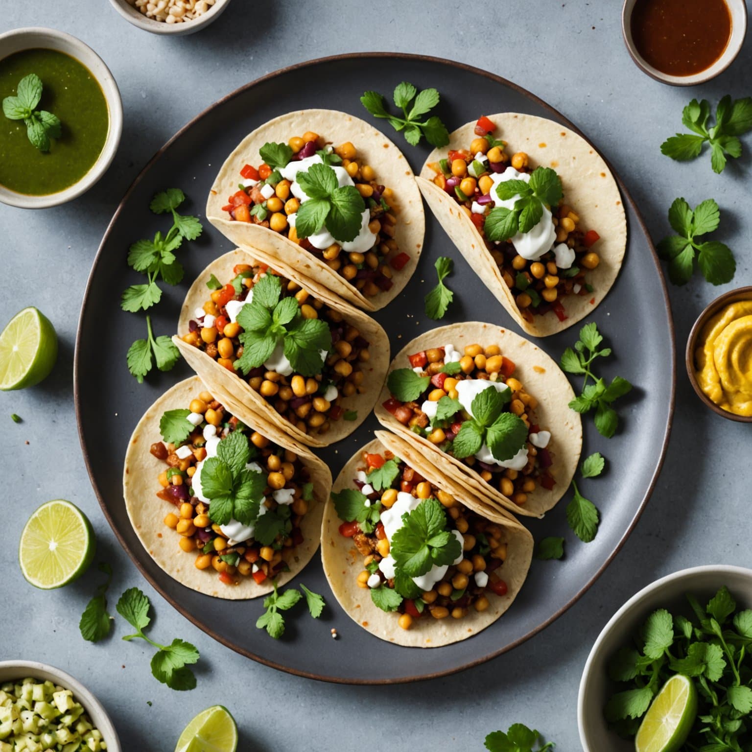 Garbanzo-bønne- og myntatacos