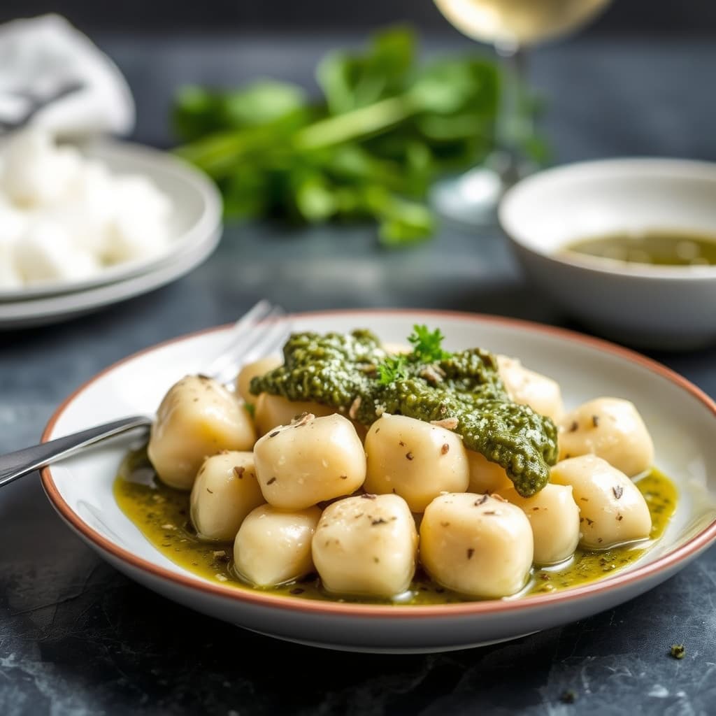 Geitmelkricotta-gnocchi med morelsaus