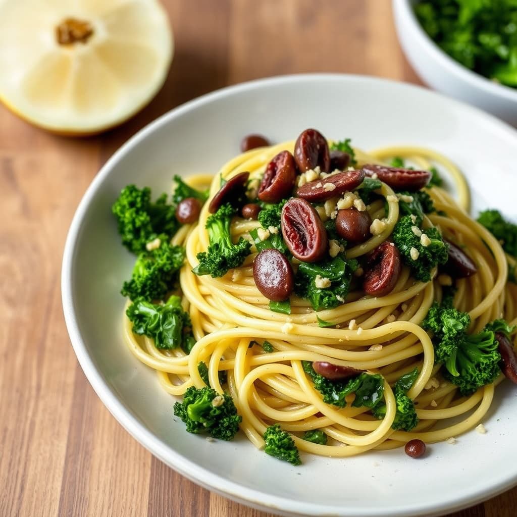 Gemelli med brokkoli rabe og ansjoser