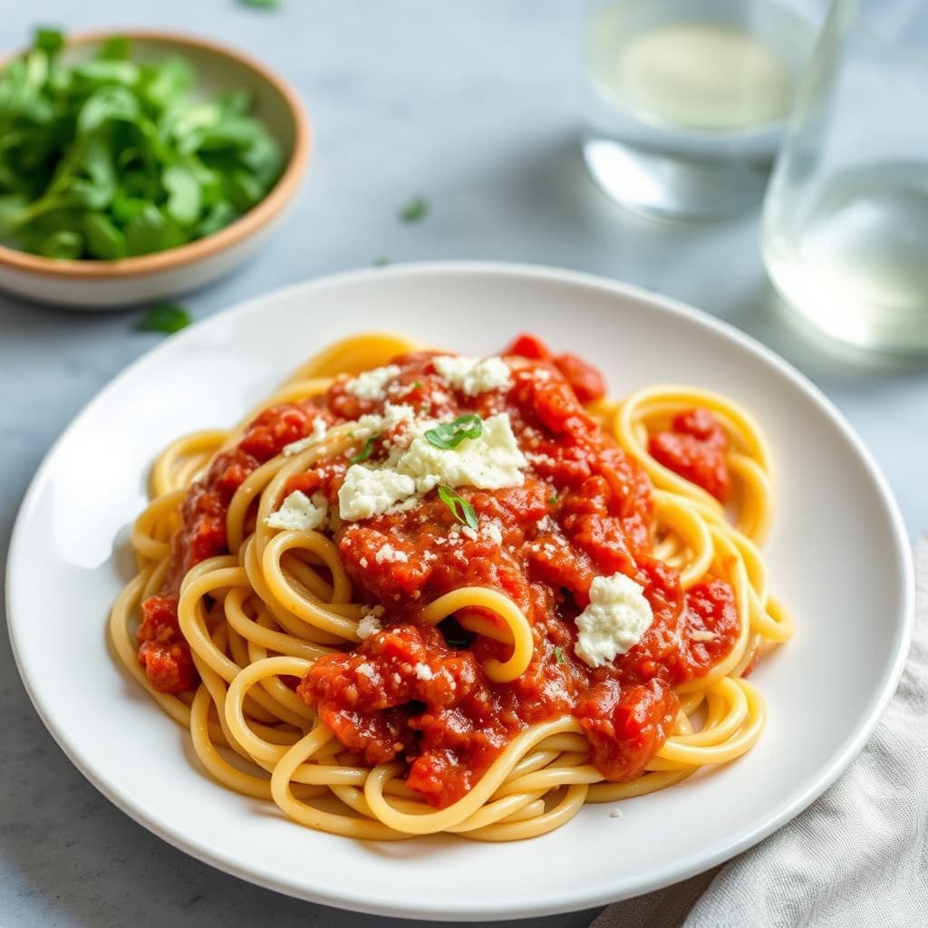 Gemelli med ost og rask arrabbiata-saus